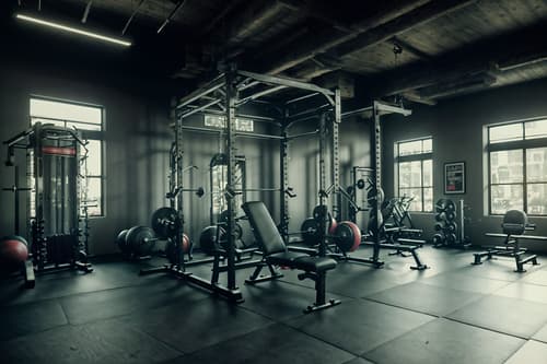 photo from pinterest of eclectic-style interior designed (fitness gym interior) with squat rack and crosstrainer and exercise bicycle and bench press and dumbbell stand and squat rack. . . cinematic photo, highly detailed, cinematic lighting, ultra-detailed, ultrarealistic, photorealism, 8k. trending on pinterest. eclectic interior design style. masterpiece, cinematic light, ultrarealistic+, photorealistic+, 8k, raw photo, realistic, sharp focus on eyes, (symmetrical eyes), (intact eyes), hyperrealistic, highest quality, best quality, , highly detailed, masterpiece, best quality, extremely detailed 8k wallpaper, masterpiece, best quality, ultra-detailed, best shadow, detailed background, detailed face, detailed eyes, high contrast, best illumination, detailed face, dulux, caustic, dynamic angle, detailed glow. dramatic lighting. highly detailed, insanely detailed hair, symmetrical, intricate details, professionally retouched, 8k high definition. strong bokeh. award winning photo.
