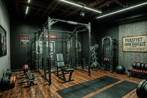 photo from pinterest of eclectic-style interior designed (fitness gym interior) with squat rack and crosstrainer and exercise bicycle and bench press and dumbbell stand and squat rack. . . cinematic photo, highly detailed, cinematic lighting, ultra-detailed, ultrarealistic, photorealism, 8k. trending on pinterest. eclectic interior design style. masterpiece, cinematic light, ultrarealistic+, photorealistic+, 8k, raw photo, realistic, sharp focus on eyes, (symmetrical eyes), (intact eyes), hyperrealistic, highest quality, best quality, , highly detailed, masterpiece, best quality, extremely detailed 8k wallpaper, masterpiece, best quality, ultra-detailed, best shadow, detailed background, detailed face, detailed eyes, high contrast, best illumination, detailed face, dulux, caustic, dynamic angle, detailed glow. dramatic lighting. highly detailed, insanely detailed hair, symmetrical, intricate details, professionally retouched, 8k high definition. strong bokeh. award winning photo.