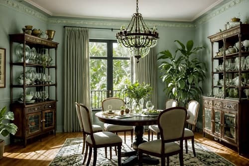 photo from pinterest of eclectic-style interior designed (dining room interior) with plant and light or chandelier and bookshelves and plates, cutlery and glasses on dining table and vase and dining table chairs and dining table and table cloth. . . cinematic photo, highly detailed, cinematic lighting, ultra-detailed, ultrarealistic, photorealism, 8k. trending on pinterest. eclectic interior design style. masterpiece, cinematic light, ultrarealistic+, photorealistic+, 8k, raw photo, realistic, sharp focus on eyes, (symmetrical eyes), (intact eyes), hyperrealistic, highest quality, best quality, , highly detailed, masterpiece, best quality, extremely detailed 8k wallpaper, masterpiece, best quality, ultra-detailed, best shadow, detailed background, detailed face, detailed eyes, high contrast, best illumination, detailed face, dulux, caustic, dynamic angle, detailed glow. dramatic lighting. highly detailed, insanely detailed hair, symmetrical, intricate details, professionally retouched, 8k high definition. strong bokeh. award winning photo.