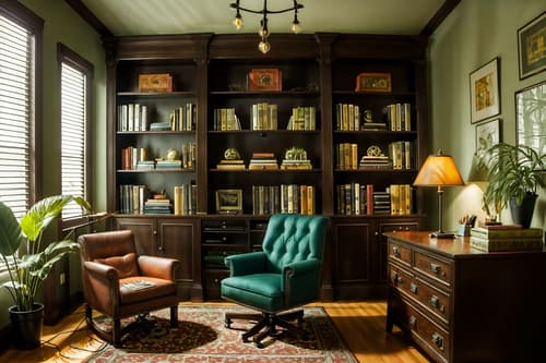 photo from pinterest of eclectic-style interior designed (study room interior) with desk lamp and lounge chair and bookshelves and cabinets and writing desk and office chair and plant and desk lamp. . . cinematic photo, highly detailed, cinematic lighting, ultra-detailed, ultrarealistic, photorealism, 8k. trending on pinterest. eclectic interior design style. masterpiece, cinematic light, ultrarealistic+, photorealistic+, 8k, raw photo, realistic, sharp focus on eyes, (symmetrical eyes), (intact eyes), hyperrealistic, highest quality, best quality, , highly detailed, masterpiece, best quality, extremely detailed 8k wallpaper, masterpiece, best quality, ultra-detailed, best shadow, detailed background, detailed face, detailed eyes, high contrast, best illumination, detailed face, dulux, caustic, dynamic angle, detailed glow. dramatic lighting. highly detailed, insanely detailed hair, symmetrical, intricate details, professionally retouched, 8k high definition. strong bokeh. award winning photo.