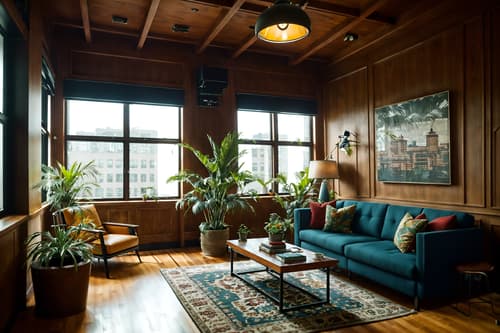 photo from pinterest of eclectic-style interior designed (office interior) with windows and seating area with sofa and computer desks and desk lamps and lounge chairs and cabinets and plants and office desks. . . cinematic photo, highly detailed, cinematic lighting, ultra-detailed, ultrarealistic, photorealism, 8k. trending on pinterest. eclectic interior design style. masterpiece, cinematic light, ultrarealistic+, photorealistic+, 8k, raw photo, realistic, sharp focus on eyes, (symmetrical eyes), (intact eyes), hyperrealistic, highest quality, best quality, , highly detailed, masterpiece, best quality, extremely detailed 8k wallpaper, masterpiece, best quality, ultra-detailed, best shadow, detailed background, detailed face, detailed eyes, high contrast, best illumination, detailed face, dulux, caustic, dynamic angle, detailed glow. dramatic lighting. highly detailed, insanely detailed hair, symmetrical, intricate details, professionally retouched, 8k high definition. strong bokeh. award winning photo.