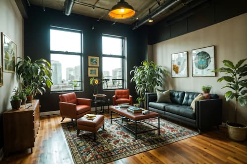photo from pinterest of eclectic-style interior designed (office interior) with windows and seating area with sofa and computer desks and desk lamps and lounge chairs and cabinets and plants and office desks. . . cinematic photo, highly detailed, cinematic lighting, ultra-detailed, ultrarealistic, photorealism, 8k. trending on pinterest. eclectic interior design style. masterpiece, cinematic light, ultrarealistic+, photorealistic+, 8k, raw photo, realistic, sharp focus on eyes, (symmetrical eyes), (intact eyes), hyperrealistic, highest quality, best quality, , highly detailed, masterpiece, best quality, extremely detailed 8k wallpaper, masterpiece, best quality, ultra-detailed, best shadow, detailed background, detailed face, detailed eyes, high contrast, best illumination, detailed face, dulux, caustic, dynamic angle, detailed glow. dramatic lighting. highly detailed, insanely detailed hair, symmetrical, intricate details, professionally retouched, 8k high definition. strong bokeh. award winning photo.