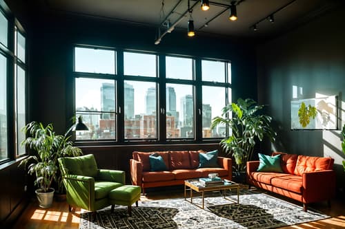 photo from pinterest of eclectic-style interior designed (office interior) with windows and seating area with sofa and computer desks and desk lamps and lounge chairs and cabinets and plants and office desks. . . cinematic photo, highly detailed, cinematic lighting, ultra-detailed, ultrarealistic, photorealism, 8k. trending on pinterest. eclectic interior design style. masterpiece, cinematic light, ultrarealistic+, photorealistic+, 8k, raw photo, realistic, sharp focus on eyes, (symmetrical eyes), (intact eyes), hyperrealistic, highest quality, best quality, , highly detailed, masterpiece, best quality, extremely detailed 8k wallpaper, masterpiece, best quality, ultra-detailed, best shadow, detailed background, detailed face, detailed eyes, high contrast, best illumination, detailed face, dulux, caustic, dynamic angle, detailed glow. dramatic lighting. highly detailed, insanely detailed hair, symmetrical, intricate details, professionally retouched, 8k high definition. strong bokeh. award winning photo.