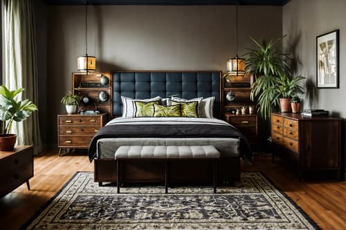 photo from pinterest of eclectic-style interior designed (hotel room interior) with bedside table or night stand and plant and bed and storage bench or ottoman and working desk with desk chair and night light and hotel bathroom and headboard. . . cinematic photo, highly detailed, cinematic lighting, ultra-detailed, ultrarealistic, photorealism, 8k. trending on pinterest. eclectic interior design style. masterpiece, cinematic light, ultrarealistic+, photorealistic+, 8k, raw photo, realistic, sharp focus on eyes, (symmetrical eyes), (intact eyes), hyperrealistic, highest quality, best quality, , highly detailed, masterpiece, best quality, extremely detailed 8k wallpaper, masterpiece, best quality, ultra-detailed, best shadow, detailed background, detailed face, detailed eyes, high contrast, best illumination, detailed face, dulux, caustic, dynamic angle, detailed glow. dramatic lighting. highly detailed, insanely detailed hair, symmetrical, intricate details, professionally retouched, 8k high definition. strong bokeh. award winning photo.