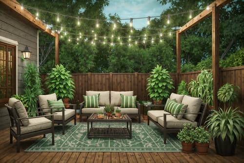 photo from pinterest of eclectic-style designed (outdoor patio ) with plant and deck with deck chairs and patio couch with pillows and grass and barbeque or grill and plant. . . cinematic photo, highly detailed, cinematic lighting, ultra-detailed, ultrarealistic, photorealism, 8k. trending on pinterest. eclectic design style. masterpiece, cinematic light, ultrarealistic+, photorealistic+, 8k, raw photo, realistic, sharp focus on eyes, (symmetrical eyes), (intact eyes), hyperrealistic, highest quality, best quality, , highly detailed, masterpiece, best quality, extremely detailed 8k wallpaper, masterpiece, best quality, ultra-detailed, best shadow, detailed background, detailed face, detailed eyes, high contrast, best illumination, detailed face, dulux, caustic, dynamic angle, detailed glow. dramatic lighting. highly detailed, insanely detailed hair, symmetrical, intricate details, professionally retouched, 8k high definition. strong bokeh. award winning photo.