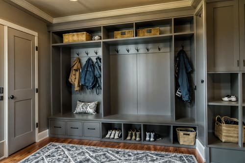 photo from pinterest of contemporary-style interior designed (mudroom interior) with wall hooks for coats and a bench and cabinets and storage drawers and storage baskets and high up storage and cubbies and shelves for shoes. . with . . cinematic photo, highly detailed, cinematic lighting, ultra-detailed, ultrarealistic, photorealism, 8k. trending on pinterest. contemporary interior design style. masterpiece, cinematic light, ultrarealistic+, photorealistic+, 8k, raw photo, realistic, sharp focus on eyes, (symmetrical eyes), (intact eyes), hyperrealistic, highest quality, best quality, , highly detailed, masterpiece, best quality, extremely detailed 8k wallpaper, masterpiece, best quality, ultra-detailed, best shadow, detailed background, detailed face, detailed eyes, high contrast, best illumination, detailed face, dulux, caustic, dynamic angle, detailed glow. dramatic lighting. highly detailed, insanely detailed hair, symmetrical, intricate details, professionally retouched, 8k high definition. strong bokeh. award winning photo.