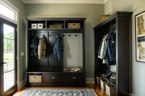 photo from pinterest of contemporary-style interior designed (mudroom interior) with wall hooks for coats and a bench and cabinets and storage drawers and storage baskets and high up storage and cubbies and shelves for shoes. . with . . cinematic photo, highly detailed, cinematic lighting, ultra-detailed, ultrarealistic, photorealism, 8k. trending on pinterest. contemporary interior design style. masterpiece, cinematic light, ultrarealistic+, photorealistic+, 8k, raw photo, realistic, sharp focus on eyes, (symmetrical eyes), (intact eyes), hyperrealistic, highest quality, best quality, , highly detailed, masterpiece, best quality, extremely detailed 8k wallpaper, masterpiece, best quality, ultra-detailed, best shadow, detailed background, detailed face, detailed eyes, high contrast, best illumination, detailed face, dulux, caustic, dynamic angle, detailed glow. dramatic lighting. highly detailed, insanely detailed hair, symmetrical, intricate details, professionally retouched, 8k high definition. strong bokeh. award winning photo.
