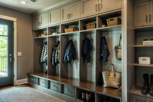 photo from pinterest of contemporary-style interior designed (mudroom interior) with wall hooks for coats and a bench and cabinets and storage drawers and storage baskets and high up storage and cubbies and shelves for shoes. . with . . cinematic photo, highly detailed, cinematic lighting, ultra-detailed, ultrarealistic, photorealism, 8k. trending on pinterest. contemporary interior design style. masterpiece, cinematic light, ultrarealistic+, photorealistic+, 8k, raw photo, realistic, sharp focus on eyes, (symmetrical eyes), (intact eyes), hyperrealistic, highest quality, best quality, , highly detailed, masterpiece, best quality, extremely detailed 8k wallpaper, masterpiece, best quality, ultra-detailed, best shadow, detailed background, detailed face, detailed eyes, high contrast, best illumination, detailed face, dulux, caustic, dynamic angle, detailed glow. dramatic lighting. highly detailed, insanely detailed hair, symmetrical, intricate details, professionally retouched, 8k high definition. strong bokeh. award winning photo.