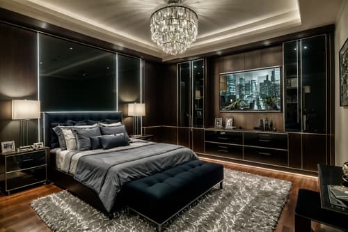 photo from pinterest of contemporary-style interior designed (bedroom interior) with night light and plant and bed and headboard and mirror and dresser closet and storage bench or ottoman and accent chair. . with . . cinematic photo, highly detailed, cinematic lighting, ultra-detailed, ultrarealistic, photorealism, 8k. trending on pinterest. contemporary interior design style. masterpiece, cinematic light, ultrarealistic+, photorealistic+, 8k, raw photo, realistic, sharp focus on eyes, (symmetrical eyes), (intact eyes), hyperrealistic, highest quality, best quality, , highly detailed, masterpiece, best quality, extremely detailed 8k wallpaper, masterpiece, best quality, ultra-detailed, best shadow, detailed background, detailed face, detailed eyes, high contrast, best illumination, detailed face, dulux, caustic, dynamic angle, detailed glow. dramatic lighting. highly detailed, insanely detailed hair, symmetrical, intricate details, professionally retouched, 8k high definition. strong bokeh. award winning photo.