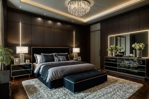 photo from pinterest of contemporary-style interior designed (bedroom interior) with night light and plant and bed and headboard and mirror and dresser closet and storage bench or ottoman and accent chair. . with . . cinematic photo, highly detailed, cinematic lighting, ultra-detailed, ultrarealistic, photorealism, 8k. trending on pinterest. contemporary interior design style. masterpiece, cinematic light, ultrarealistic+, photorealistic+, 8k, raw photo, realistic, sharp focus on eyes, (symmetrical eyes), (intact eyes), hyperrealistic, highest quality, best quality, , highly detailed, masterpiece, best quality, extremely detailed 8k wallpaper, masterpiece, best quality, ultra-detailed, best shadow, detailed background, detailed face, detailed eyes, high contrast, best illumination, detailed face, dulux, caustic, dynamic angle, detailed glow. dramatic lighting. highly detailed, insanely detailed hair, symmetrical, intricate details, professionally retouched, 8k high definition. strong bokeh. award winning photo.