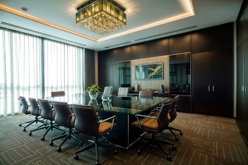 photo from pinterest of contemporary-style interior designed (meeting room interior) with glass doors and cabinets and vase and office chairs and plant and boardroom table and painting or photo on wall and glass walls. . with . . cinematic photo, highly detailed, cinematic lighting, ultra-detailed, ultrarealistic, photorealism, 8k. trending on pinterest. contemporary interior design style. masterpiece, cinematic light, ultrarealistic+, photorealistic+, 8k, raw photo, realistic, sharp focus on eyes, (symmetrical eyes), (intact eyes), hyperrealistic, highest quality, best quality, , highly detailed, masterpiece, best quality, extremely detailed 8k wallpaper, masterpiece, best quality, ultra-detailed, best shadow, detailed background, detailed face, detailed eyes, high contrast, best illumination, detailed face, dulux, caustic, dynamic angle, detailed glow. dramatic lighting. highly detailed, insanely detailed hair, symmetrical, intricate details, professionally retouched, 8k high definition. strong bokeh. award winning photo.
