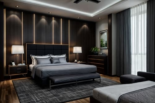 photo from pinterest of contemporary-style interior designed (hotel room interior) with dresser closet and bedside table or night stand and night light and bed and plant and working desk with desk chair and mirror and headboard. . with . . cinematic photo, highly detailed, cinematic lighting, ultra-detailed, ultrarealistic, photorealism, 8k. trending on pinterest. contemporary interior design style. masterpiece, cinematic light, ultrarealistic+, photorealistic+, 8k, raw photo, realistic, sharp focus on eyes, (symmetrical eyes), (intact eyes), hyperrealistic, highest quality, best quality, , highly detailed, masterpiece, best quality, extremely detailed 8k wallpaper, masterpiece, best quality, ultra-detailed, best shadow, detailed background, detailed face, detailed eyes, high contrast, best illumination, detailed face, dulux, caustic, dynamic angle, detailed glow. dramatic lighting. highly detailed, insanely detailed hair, symmetrical, intricate details, professionally retouched, 8k high definition. strong bokeh. award winning photo.