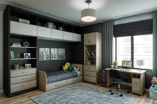 photo from pinterest of contemporary-style interior designed (kids room interior) with storage bench or ottoman and dresser closet and bed and plant and bedside table or night stand and night light and accent chair and kids desk. . with . . cinematic photo, highly detailed, cinematic lighting, ultra-detailed, ultrarealistic, photorealism, 8k. trending on pinterest. contemporary interior design style. masterpiece, cinematic light, ultrarealistic+, photorealistic+, 8k, raw photo, realistic, sharp focus on eyes, (symmetrical eyes), (intact eyes), hyperrealistic, highest quality, best quality, , highly detailed, masterpiece, best quality, extremely detailed 8k wallpaper, masterpiece, best quality, ultra-detailed, best shadow, detailed background, detailed face, detailed eyes, high contrast, best illumination, detailed face, dulux, caustic, dynamic angle, detailed glow. dramatic lighting. highly detailed, insanely detailed hair, symmetrical, intricate details, professionally retouched, 8k high definition. strong bokeh. award winning photo.