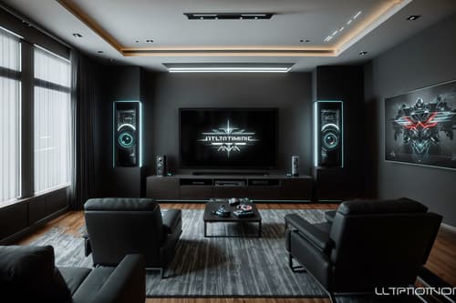 photo from pinterest of contemporary-style interior designed (gaming room interior) . with . . cinematic photo, highly detailed, cinematic lighting, ultra-detailed, ultrarealistic, photorealism, 8k. trending on pinterest. contemporary interior design style. masterpiece, cinematic light, ultrarealistic+, photorealistic+, 8k, raw photo, realistic, sharp focus on eyes, (symmetrical eyes), (intact eyes), hyperrealistic, highest quality, best quality, , highly detailed, masterpiece, best quality, extremely detailed 8k wallpaper, masterpiece, best quality, ultra-detailed, best shadow, detailed background, detailed face, detailed eyes, high contrast, best illumination, detailed face, dulux, caustic, dynamic angle, detailed glow. dramatic lighting. highly detailed, insanely detailed hair, symmetrical, intricate details, professionally retouched, 8k high definition. strong bokeh. award winning photo.