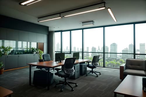 photo from pinterest of contemporary-style interior designed (office interior) with computer desks and plants and windows and seating area with sofa and cabinets and desk lamps and lounge chairs and office chairs. . with . . cinematic photo, highly detailed, cinematic lighting, ultra-detailed, ultrarealistic, photorealism, 8k. trending on pinterest. contemporary interior design style. masterpiece, cinematic light, ultrarealistic+, photorealistic+, 8k, raw photo, realistic, sharp focus on eyes, (symmetrical eyes), (intact eyes), hyperrealistic, highest quality, best quality, , highly detailed, masterpiece, best quality, extremely detailed 8k wallpaper, masterpiece, best quality, ultra-detailed, best shadow, detailed background, detailed face, detailed eyes, high contrast, best illumination, detailed face, dulux, caustic, dynamic angle, detailed glow. dramatic lighting. highly detailed, insanely detailed hair, symmetrical, intricate details, professionally retouched, 8k high definition. strong bokeh. award winning photo.