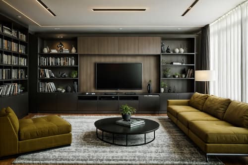 photo from pinterest of contemporary-style interior designed (living room interior) with televisions and bookshelves and coffee tables and electric lamps and chairs and plant and rug and occasional tables. . with . . cinematic photo, highly detailed, cinematic lighting, ultra-detailed, ultrarealistic, photorealism, 8k. trending on pinterest. contemporary interior design style. masterpiece, cinematic light, ultrarealistic+, photorealistic+, 8k, raw photo, realistic, sharp focus on eyes, (symmetrical eyes), (intact eyes), hyperrealistic, highest quality, best quality, , highly detailed, masterpiece, best quality, extremely detailed 8k wallpaper, masterpiece, best quality, ultra-detailed, best shadow, detailed background, detailed face, detailed eyes, high contrast, best illumination, detailed face, dulux, caustic, dynamic angle, detailed glow. dramatic lighting. highly detailed, insanely detailed hair, symmetrical, intricate details, professionally retouched, 8k high definition. strong bokeh. award winning photo.