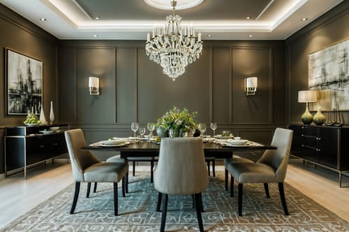photo from pinterest of contemporary-style interior designed (dining room interior) with dining table chairs and plates, cutlery and glasses on dining table and dining table and light or chandelier and painting or photo on wall and table cloth and plant and vase. . with . . cinematic photo, highly detailed, cinematic lighting, ultra-detailed, ultrarealistic, photorealism, 8k. trending on pinterest. contemporary interior design style. masterpiece, cinematic light, ultrarealistic+, photorealistic+, 8k, raw photo, realistic, sharp focus on eyes, (symmetrical eyes), (intact eyes), hyperrealistic, highest quality, best quality, , highly detailed, masterpiece, best quality, extremely detailed 8k wallpaper, masterpiece, best quality, ultra-detailed, best shadow, detailed background, detailed face, detailed eyes, high contrast, best illumination, detailed face, dulux, caustic, dynamic angle, detailed glow. dramatic lighting. highly detailed, insanely detailed hair, symmetrical, intricate details, professionally retouched, 8k high definition. strong bokeh. award winning photo.