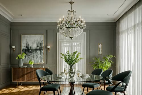 photo from pinterest of contemporary-style interior designed (dining room interior) with dining table chairs and plates, cutlery and glasses on dining table and dining table and light or chandelier and painting or photo on wall and table cloth and plant and vase. . with . . cinematic photo, highly detailed, cinematic lighting, ultra-detailed, ultrarealistic, photorealism, 8k. trending on pinterest. contemporary interior design style. masterpiece, cinematic light, ultrarealistic+, photorealistic+, 8k, raw photo, realistic, sharp focus on eyes, (symmetrical eyes), (intact eyes), hyperrealistic, highest quality, best quality, , highly detailed, masterpiece, best quality, extremely detailed 8k wallpaper, masterpiece, best quality, ultra-detailed, best shadow, detailed background, detailed face, detailed eyes, high contrast, best illumination, detailed face, dulux, caustic, dynamic angle, detailed glow. dramatic lighting. highly detailed, insanely detailed hair, symmetrical, intricate details, professionally retouched, 8k high definition. strong bokeh. award winning photo.