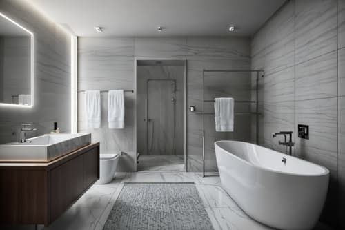 photo from pinterest of contemporary-style interior designed (hotel bathroom interior) with shower and waste basket and mirror and bath towel and bathtub and bathroom cabinet and plant and bath rail. . with . . cinematic photo, highly detailed, cinematic lighting, ultra-detailed, ultrarealistic, photorealism, 8k. trending on pinterest. contemporary interior design style. masterpiece, cinematic light, ultrarealistic+, photorealistic+, 8k, raw photo, realistic, sharp focus on eyes, (symmetrical eyes), (intact eyes), hyperrealistic, highest quality, best quality, , highly detailed, masterpiece, best quality, extremely detailed 8k wallpaper, masterpiece, best quality, ultra-detailed, best shadow, detailed background, detailed face, detailed eyes, high contrast, best illumination, detailed face, dulux, caustic, dynamic angle, detailed glow. dramatic lighting. highly detailed, insanely detailed hair, symmetrical, intricate details, professionally retouched, 8k high definition. strong bokeh. award winning photo.