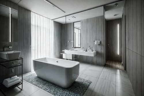 photo from pinterest of contemporary-style interior designed (hotel bathroom interior) with shower and waste basket and mirror and bath towel and bathtub and bathroom cabinet and plant and bath rail. . with . . cinematic photo, highly detailed, cinematic lighting, ultra-detailed, ultrarealistic, photorealism, 8k. trending on pinterest. contemporary interior design style. masterpiece, cinematic light, ultrarealistic+, photorealistic+, 8k, raw photo, realistic, sharp focus on eyes, (symmetrical eyes), (intact eyes), hyperrealistic, highest quality, best quality, , highly detailed, masterpiece, best quality, extremely detailed 8k wallpaper, masterpiece, best quality, ultra-detailed, best shadow, detailed background, detailed face, detailed eyes, high contrast, best illumination, detailed face, dulux, caustic, dynamic angle, detailed glow. dramatic lighting. highly detailed, insanely detailed hair, symmetrical, intricate details, professionally retouched, 8k high definition. strong bokeh. award winning photo.