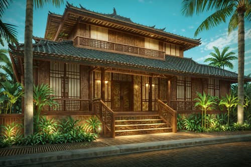 photo from pinterest of tropical-style exterior designed (house exterior exterior) . with cane motifs and bamboo and lattice prints and palm trees and wicker and teak and palm leaves and rattan. . cinematic photo, highly detailed, cinematic lighting, ultra-detailed, ultrarealistic, photorealism, 8k. trending on pinterest. tropical exterior design style. masterpiece, cinematic light, ultrarealistic+, photorealistic+, 8k, raw photo, realistic, sharp focus on eyes, (symmetrical eyes), (intact eyes), hyperrealistic, highest quality, best quality, , highly detailed, masterpiece, best quality, extremely detailed 8k wallpaper, masterpiece, best quality, ultra-detailed, best shadow, detailed background, detailed face, detailed eyes, high contrast, best illumination, detailed face, dulux, caustic, dynamic angle, detailed glow. dramatic lighting. highly detailed, insanely detailed hair, symmetrical, intricate details, professionally retouched, 8k high definition. strong bokeh. award winning photo.