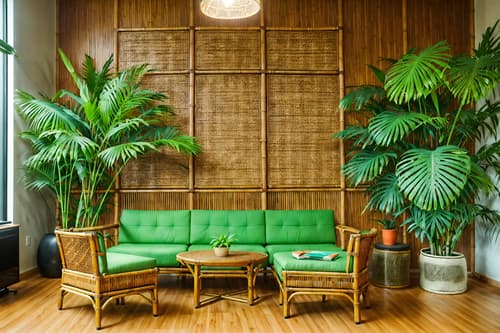 photo from pinterest of tropical-style interior designed (coworking space interior) with office desks and lounge chairs and office chairs and seating area with sofa and office desks. . with wicker and palm leaves and palm trees and teak and lattice prints and bamboo and cane motifs and rattan. . cinematic photo, highly detailed, cinematic lighting, ultra-detailed, ultrarealistic, photorealism, 8k. trending on pinterest. tropical interior design style. masterpiece, cinematic light, ultrarealistic+, photorealistic+, 8k, raw photo, realistic, sharp focus on eyes, (symmetrical eyes), (intact eyes), hyperrealistic, highest quality, best quality, , highly detailed, masterpiece, best quality, extremely detailed 8k wallpaper, masterpiece, best quality, ultra-detailed, best shadow, detailed background, detailed face, detailed eyes, high contrast, best illumination, detailed face, dulux, caustic, dynamic angle, detailed glow. dramatic lighting. highly detailed, insanely detailed hair, symmetrical, intricate details, professionally retouched, 8k high definition. strong bokeh. award winning photo.