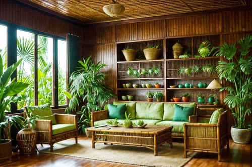photo from pinterest of tropical-style interior designed (kitchen living combo interior) with plant and sofa and bookshelves and kitchen cabinets and coffee tables and sink and plant and furniture. . with wicker and cane motifs and lattice prints and bamboo and palm trees and teak and palm leaves and rattan. . cinematic photo, highly detailed, cinematic lighting, ultra-detailed, ultrarealistic, photorealism, 8k. trending on pinterest. tropical interior design style. masterpiece, cinematic light, ultrarealistic+, photorealistic+, 8k, raw photo, realistic, sharp focus on eyes, (symmetrical eyes), (intact eyes), hyperrealistic, highest quality, best quality, , highly detailed, masterpiece, best quality, extremely detailed 8k wallpaper, masterpiece, best quality, ultra-detailed, best shadow, detailed background, detailed face, detailed eyes, high contrast, best illumination, detailed face, dulux, caustic, dynamic angle, detailed glow. dramatic lighting. highly detailed, insanely detailed hair, symmetrical, intricate details, professionally retouched, 8k high definition. strong bokeh. award winning photo.