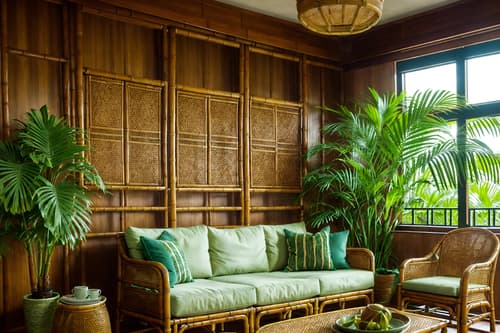 photo from pinterest of tropical-style interior designed (kitchen living combo interior) with plant and sofa and bookshelves and kitchen cabinets and coffee tables and sink and plant and furniture. . with wicker and cane motifs and lattice prints and bamboo and palm trees and teak and palm leaves and rattan. . cinematic photo, highly detailed, cinematic lighting, ultra-detailed, ultrarealistic, photorealism, 8k. trending on pinterest. tropical interior design style. masterpiece, cinematic light, ultrarealistic+, photorealistic+, 8k, raw photo, realistic, sharp focus on eyes, (symmetrical eyes), (intact eyes), hyperrealistic, highest quality, best quality, , highly detailed, masterpiece, best quality, extremely detailed 8k wallpaper, masterpiece, best quality, ultra-detailed, best shadow, detailed background, detailed face, detailed eyes, high contrast, best illumination, detailed face, dulux, caustic, dynamic angle, detailed glow. dramatic lighting. highly detailed, insanely detailed hair, symmetrical, intricate details, professionally retouched, 8k high definition. strong bokeh. award winning photo.