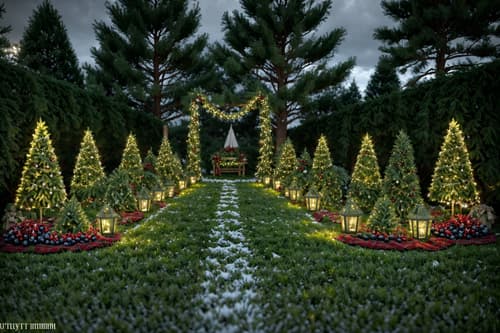 photo from pinterest of christmas-style designed (outdoor garden ) with garden plants and grass and garden tree and garden plants. . with berries and greenery draped and plaid rugs and snow outside and christmas ornaments and ribbons and giftwrapped gifts and tie pinecones and berries and a few big socks hanging. . cinematic photo, highly detailed, cinematic lighting, ultra-detailed, ultrarealistic, photorealism, 8k. trending on pinterest. christmas design style. masterpiece, cinematic light, ultrarealistic+, photorealistic+, 8k, raw photo, realistic, sharp focus on eyes, (symmetrical eyes), (intact eyes), hyperrealistic, highest quality, best quality, , highly detailed, masterpiece, best quality, extremely detailed 8k wallpaper, masterpiece, best quality, ultra-detailed, best shadow, detailed background, detailed face, detailed eyes, high contrast, best illumination, detailed face, dulux, caustic, dynamic angle, detailed glow. dramatic lighting. highly detailed, insanely detailed hair, symmetrical, intricate details, professionally retouched, 8k high definition. strong bokeh. award winning photo.