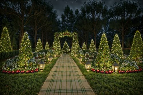 photo from pinterest of christmas-style designed (outdoor garden ) with garden plants and grass and garden tree and garden plants. . with berries and greenery draped and plaid rugs and snow outside and christmas ornaments and ribbons and giftwrapped gifts and tie pinecones and berries and a few big socks hanging. . cinematic photo, highly detailed, cinematic lighting, ultra-detailed, ultrarealistic, photorealism, 8k. trending on pinterest. christmas design style. masterpiece, cinematic light, ultrarealistic+, photorealistic+, 8k, raw photo, realistic, sharp focus on eyes, (symmetrical eyes), (intact eyes), hyperrealistic, highest quality, best quality, , highly detailed, masterpiece, best quality, extremely detailed 8k wallpaper, masterpiece, best quality, ultra-detailed, best shadow, detailed background, detailed face, detailed eyes, high contrast, best illumination, detailed face, dulux, caustic, dynamic angle, detailed glow. dramatic lighting. highly detailed, insanely detailed hair, symmetrical, intricate details, professionally retouched, 8k high definition. strong bokeh. award winning photo.