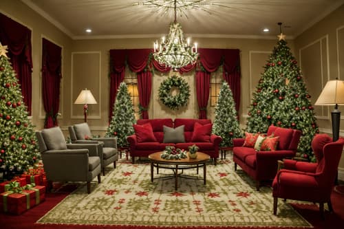 photo from pinterest of christmas-style interior designed (hotel lobby interior) with hanging lamps and sofas and coffee tables and lounge chairs and furniture and plant and rug and check in desk. . with a few big socks hanging and snow outside and giftwrapped gifts and plaid rugs and tie pinecones and berries and christmas ornaments and berries and greenery draped and ribbons. . cinematic photo, highly detailed, cinematic lighting, ultra-detailed, ultrarealistic, photorealism, 8k. trending on pinterest. christmas interior design style. masterpiece, cinematic light, ultrarealistic+, photorealistic+, 8k, raw photo, realistic, sharp focus on eyes, (symmetrical eyes), (intact eyes), hyperrealistic, highest quality, best quality, , highly detailed, masterpiece, best quality, extremely detailed 8k wallpaper, masterpiece, best quality, ultra-detailed, best shadow, detailed background, detailed face, detailed eyes, high contrast, best illumination, detailed face, dulux, caustic, dynamic angle, detailed glow. dramatic lighting. highly detailed, insanely detailed hair, symmetrical, intricate details, professionally retouched, 8k high definition. strong bokeh. award winning photo.