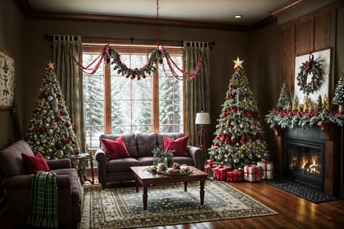 photo from pinterest of christmas-style interior designed (coffee shop interior) . with plaid rugs and snow outside and ribbons and tie pinecones and berries and a few big socks hanging and giftwrapped gifts and berries and greenery draped and christmas ornaments. . cinematic photo, highly detailed, cinematic lighting, ultra-detailed, ultrarealistic, photorealism, 8k. trending on pinterest. christmas interior design style. masterpiece, cinematic light, ultrarealistic+, photorealistic+, 8k, raw photo, realistic, sharp focus on eyes, (symmetrical eyes), (intact eyes), hyperrealistic, highest quality, best quality, , highly detailed, masterpiece, best quality, extremely detailed 8k wallpaper, masterpiece, best quality, ultra-detailed, best shadow, detailed background, detailed face, detailed eyes, high contrast, best illumination, detailed face, dulux, caustic, dynamic angle, detailed glow. dramatic lighting. highly detailed, insanely detailed hair, symmetrical, intricate details, professionally retouched, 8k high definition. strong bokeh. award winning photo.