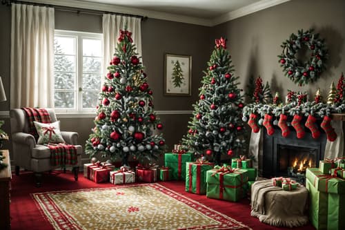 photo from pinterest of christmas-style interior designed (gaming room interior) . with snow outside and plaid rugs and giftwrapped gifts and ribbons and a few big socks hanging and tie pinecones and berries and berries and greenery draped and christmas ornaments. . cinematic photo, highly detailed, cinematic lighting, ultra-detailed, ultrarealistic, photorealism, 8k. trending on pinterest. christmas interior design style. masterpiece, cinematic light, ultrarealistic+, photorealistic+, 8k, raw photo, realistic, sharp focus on eyes, (symmetrical eyes), (intact eyes), hyperrealistic, highest quality, best quality, , highly detailed, masterpiece, best quality, extremely detailed 8k wallpaper, masterpiece, best quality, ultra-detailed, best shadow, detailed background, detailed face, detailed eyes, high contrast, best illumination, detailed face, dulux, caustic, dynamic angle, detailed glow. dramatic lighting. highly detailed, insanely detailed hair, symmetrical, intricate details, professionally retouched, 8k high definition. strong bokeh. award winning photo.