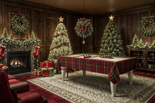 photo from pinterest of christmas-style interior designed (gaming room interior) . with snow outside and plaid rugs and giftwrapped gifts and ribbons and a few big socks hanging and tie pinecones and berries and berries and greenery draped and christmas ornaments. . cinematic photo, highly detailed, cinematic lighting, ultra-detailed, ultrarealistic, photorealism, 8k. trending on pinterest. christmas interior design style. masterpiece, cinematic light, ultrarealistic+, photorealistic+, 8k, raw photo, realistic, sharp focus on eyes, (symmetrical eyes), (intact eyes), hyperrealistic, highest quality, best quality, , highly detailed, masterpiece, best quality, extremely detailed 8k wallpaper, masterpiece, best quality, ultra-detailed, best shadow, detailed background, detailed face, detailed eyes, high contrast, best illumination, detailed face, dulux, caustic, dynamic angle, detailed glow. dramatic lighting. highly detailed, insanely detailed hair, symmetrical, intricate details, professionally retouched, 8k high definition. strong bokeh. award winning photo.