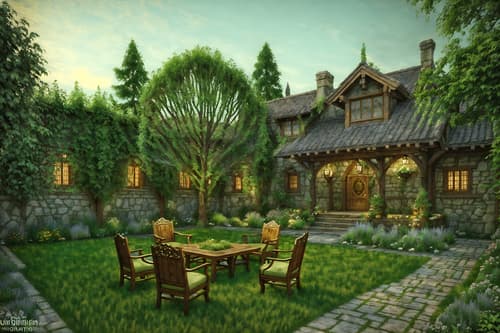 photo from pinterest of medieval-style designed (outdoor garden ) with garden tree and grass and garden plants and garden tree. . with upholstery on chairs and sofas and deep colors like red, gold, or blue and carved wooden chairs and timber walls and castle and carved wooden benches and castle and medieval shields on the wall. . cinematic photo, highly detailed, cinematic lighting, ultra-detailed, ultrarealistic, photorealism, 8k. trending on pinterest. medieval design style. masterpiece, cinematic light, ultrarealistic+, photorealistic+, 8k, raw photo, realistic, sharp focus on eyes, (symmetrical eyes), (intact eyes), hyperrealistic, highest quality, best quality, , highly detailed, masterpiece, best quality, extremely detailed 8k wallpaper, masterpiece, best quality, ultra-detailed, best shadow, detailed background, detailed face, detailed eyes, high contrast, best illumination, detailed face, dulux, caustic, dynamic angle, detailed glow. dramatic lighting. highly detailed, insanely detailed hair, symmetrical, intricate details, professionally retouched, 8k high definition. strong bokeh. award winning photo.