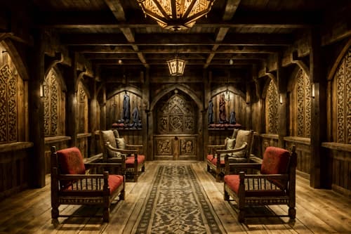 photo from pinterest of medieval-style interior designed (clothing store interior) . with timber walls and stone walls and carved wooden chairs and heavy furniture pieces and upholstery on chairs and sofas and intricate wooden inlay designs and carvings and castle interior and timber beams. . cinematic photo, highly detailed, cinematic lighting, ultra-detailed, ultrarealistic, photorealism, 8k. trending on pinterest. medieval interior design style. masterpiece, cinematic light, ultrarealistic+, photorealistic+, 8k, raw photo, realistic, sharp focus on eyes, (symmetrical eyes), (intact eyes), hyperrealistic, highest quality, best quality, , highly detailed, masterpiece, best quality, extremely detailed 8k wallpaper, masterpiece, best quality, ultra-detailed, best shadow, detailed background, detailed face, detailed eyes, high contrast, best illumination, detailed face, dulux, caustic, dynamic angle, detailed glow. dramatic lighting. highly detailed, insanely detailed hair, symmetrical, intricate details, professionally retouched, 8k high definition. strong bokeh. award winning photo.