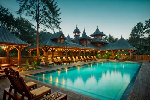 photo from pinterest of medieval-style designed (outdoor pool area ) with pool lounge chairs and pool lights and pool and pool lounge chairs. . with carved wooden benches and intricate wooden inlay designs and carvings and castle and deep colors like red, gold, or blue and timber beams and carved wooden tables and castle and carved wooden chairs. . cinematic photo, highly detailed, cinematic lighting, ultra-detailed, ultrarealistic, photorealism, 8k. trending on pinterest. medieval design style. masterpiece, cinematic light, ultrarealistic+, photorealistic+, 8k, raw photo, realistic, sharp focus on eyes, (symmetrical eyes), (intact eyes), hyperrealistic, highest quality, best quality, , highly detailed, masterpiece, best quality, extremely detailed 8k wallpaper, masterpiece, best quality, ultra-detailed, best shadow, detailed background, detailed face, detailed eyes, high contrast, best illumination, detailed face, dulux, caustic, dynamic angle, detailed glow. dramatic lighting. highly detailed, insanely detailed hair, symmetrical, intricate details, professionally retouched, 8k high definition. strong bokeh. award winning photo.