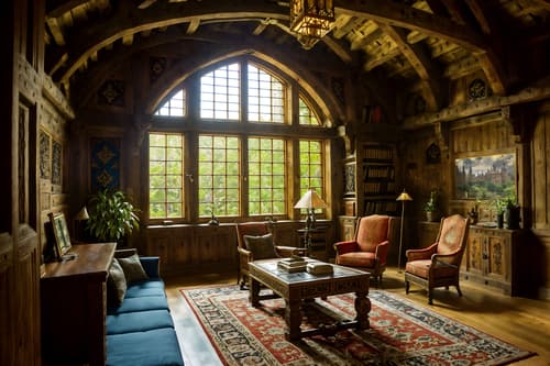 photo from pinterest of medieval-style interior designed (office interior) with plants and lounge chairs and office desks and office chairs and seating area with sofa and windows and cabinets and desk lamps. . with castle interior and stone walls and intricate wooden inlay designs and carvings and deep colors like red, gold, or blue and timber beams and heavy furniture pieces and castle interior and castle interior. . cinematic photo, highly detailed, cinematic lighting, ultra-detailed, ultrarealistic, photorealism, 8k. trending on pinterest. medieval interior design style. masterpiece, cinematic light, ultrarealistic+, photorealistic+, 8k, raw photo, realistic, sharp focus on eyes, (symmetrical eyes), (intact eyes), hyperrealistic, highest quality, best quality, , highly detailed, masterpiece, best quality, extremely detailed 8k wallpaper, masterpiece, best quality, ultra-detailed, best shadow, detailed background, detailed face, detailed eyes, high contrast, best illumination, detailed face, dulux, caustic, dynamic angle, detailed glow. dramatic lighting. highly detailed, insanely detailed hair, symmetrical, intricate details, professionally retouched, 8k high definition. strong bokeh. award winning photo.