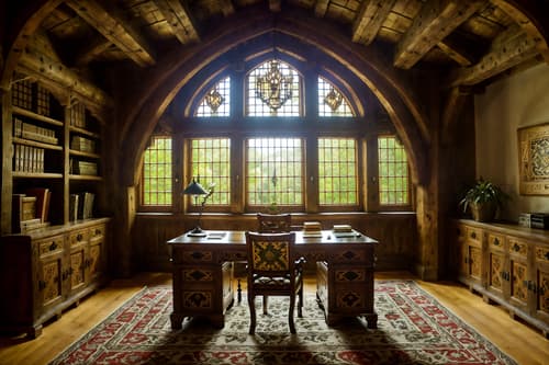 photo from pinterest of medieval-style interior designed (office interior) with plants and lounge chairs and office desks and office chairs and seating area with sofa and windows and cabinets and desk lamps. . with castle interior and stone walls and intricate wooden inlay designs and carvings and deep colors like red, gold, or blue and timber beams and heavy furniture pieces and castle interior and castle interior. . cinematic photo, highly detailed, cinematic lighting, ultra-detailed, ultrarealistic, photorealism, 8k. trending on pinterest. medieval interior design style. masterpiece, cinematic light, ultrarealistic+, photorealistic+, 8k, raw photo, realistic, sharp focus on eyes, (symmetrical eyes), (intact eyes), hyperrealistic, highest quality, best quality, , highly detailed, masterpiece, best quality, extremely detailed 8k wallpaper, masterpiece, best quality, ultra-detailed, best shadow, detailed background, detailed face, detailed eyes, high contrast, best illumination, detailed face, dulux, caustic, dynamic angle, detailed glow. dramatic lighting. highly detailed, insanely detailed hair, symmetrical, intricate details, professionally retouched, 8k high definition. strong bokeh. award winning photo.