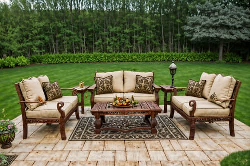 photo from pinterest of medieval-style designed (outdoor patio ) with barbeque or grill and plant and patio couch with pillows and deck with deck chairs and grass and barbeque or grill. . with intricate wooden inlay designs and carvings and heavy furniture pieces and carved wooden benches and carved wooden tables and carved wooden chairs and gothic appearance and castle and velvet, chenille, damask, and brocade draperies and fabrics. . cinematic photo, highly detailed, cinematic lighting, ultra-detailed, ultrarealistic, photorealism, 8k. trending on pinterest. medieval design style. masterpiece, cinematic light, ultrarealistic+, photorealistic+, 8k, raw photo, realistic, sharp focus on eyes, (symmetrical eyes), (intact eyes), hyperrealistic, highest quality, best quality, , highly detailed, masterpiece, best quality, extremely detailed 8k wallpaper, masterpiece, best quality, ultra-detailed, best shadow, detailed background, detailed face, detailed eyes, high contrast, best illumination, detailed face, dulux, caustic, dynamic angle, detailed glow. dramatic lighting. highly detailed, insanely detailed hair, symmetrical, intricate details, professionally retouched, 8k high definition. strong bokeh. award winning photo.