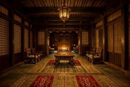 photo from pinterest of medieval-style interior designed (onsen interior) . with stone or wooden floor and intricate wooden inlay designs and carvings and deep colors like red, gold, or blue and carved wooden chairs and castle interior and stone walls and castle interior and timber beams. . cinematic photo, highly detailed, cinematic lighting, ultra-detailed, ultrarealistic, photorealism, 8k. trending on pinterest. medieval interior design style. masterpiece, cinematic light, ultrarealistic+, photorealistic+, 8k, raw photo, realistic, sharp focus on eyes, (symmetrical eyes), (intact eyes), hyperrealistic, highest quality, best quality, , highly detailed, masterpiece, best quality, extremely detailed 8k wallpaper, masterpiece, best quality, ultra-detailed, best shadow, detailed background, detailed face, detailed eyes, high contrast, best illumination, detailed face, dulux, caustic, dynamic angle, detailed glow. dramatic lighting. highly detailed, insanely detailed hair, symmetrical, intricate details, professionally retouched, 8k high definition. strong bokeh. award winning photo.