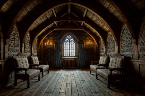 photo from pinterest of medieval-style interior designed (attic interior) . with gothic appearance and stone walls and carved wooden chairs and castle interior and medieval shields on the wall and castle interior and intricate wooden inlay designs and carvings and upholstery on chairs and sofas. . cinematic photo, highly detailed, cinematic lighting, ultra-detailed, ultrarealistic, photorealism, 8k. trending on pinterest. medieval interior design style. masterpiece, cinematic light, ultrarealistic+, photorealistic+, 8k, raw photo, realistic, sharp focus on eyes, (symmetrical eyes), (intact eyes), hyperrealistic, highest quality, best quality, , highly detailed, masterpiece, best quality, extremely detailed 8k wallpaper, masterpiece, best quality, ultra-detailed, best shadow, detailed background, detailed face, detailed eyes, high contrast, best illumination, detailed face, dulux, caustic, dynamic angle, detailed glow. dramatic lighting. highly detailed, insanely detailed hair, symmetrical, intricate details, professionally retouched, 8k high definition. strong bokeh. award winning photo.