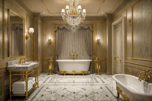 photo from pinterest of hollywood glam-style interior designed (hotel bathroom interior) with bathtub and bathroom cabinet and bath towel and shower and toilet seat and bathroom sink with faucet and plant and waste basket. . . cinematic photo, highly detailed, cinematic lighting, ultra-detailed, ultrarealistic, photorealism, 8k. trending on pinterest. hollywood glam interior design style. masterpiece, cinematic light, ultrarealistic+, photorealistic+, 8k, raw photo, realistic, sharp focus on eyes, (symmetrical eyes), (intact eyes), hyperrealistic, highest quality, best quality, , highly detailed, masterpiece, best quality, extremely detailed 8k wallpaper, masterpiece, best quality, ultra-detailed, best shadow, detailed background, detailed face, detailed eyes, high contrast, best illumination, detailed face, dulux, caustic, dynamic angle, detailed glow. dramatic lighting. highly detailed, insanely detailed hair, symmetrical, intricate details, professionally retouched, 8k high definition. strong bokeh. award winning photo.
