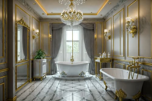 photo from pinterest of hollywood glam-style interior designed (bathroom interior) with shower and toilet seat and bath rail and bathroom sink with faucet and bath towel and waste basket and bathtub and plant. . . cinematic photo, highly detailed, cinematic lighting, ultra-detailed, ultrarealistic, photorealism, 8k. trending on pinterest. hollywood glam interior design style. masterpiece, cinematic light, ultrarealistic+, photorealistic+, 8k, raw photo, realistic, sharp focus on eyes, (symmetrical eyes), (intact eyes), hyperrealistic, highest quality, best quality, , highly detailed, masterpiece, best quality, extremely detailed 8k wallpaper, masterpiece, best quality, ultra-detailed, best shadow, detailed background, detailed face, detailed eyes, high contrast, best illumination, detailed face, dulux, caustic, dynamic angle, detailed glow. dramatic lighting. highly detailed, insanely detailed hair, symmetrical, intricate details, professionally retouched, 8k high definition. strong bokeh. award winning photo.