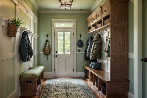 photo from pinterest of traditional-style interior designed (mudroom interior) with wall hooks for coats and shelves for shoes and storage drawers and storage baskets and high up storage and cabinets and cubbies and a bench. . . cinematic photo, highly detailed, cinematic lighting, ultra-detailed, ultrarealistic, photorealism, 8k. trending on pinterest. traditional interior design style. masterpiece, cinematic light, ultrarealistic+, photorealistic+, 8k, raw photo, realistic, sharp focus on eyes, (symmetrical eyes), (intact eyes), hyperrealistic, highest quality, best quality, , highly detailed, masterpiece, best quality, extremely detailed 8k wallpaper, masterpiece, best quality, ultra-detailed, best shadow, detailed background, detailed face, detailed eyes, high contrast, best illumination, detailed face, dulux, caustic, dynamic angle, detailed glow. dramatic lighting. highly detailed, insanely detailed hair, symmetrical, intricate details, professionally retouched, 8k high definition. strong bokeh. award winning photo.