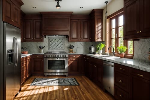 photo from pinterest of traditional-style interior designed (kitchen interior) with worktops and plant and stove and sink and kitchen cabinets and refrigerator and worktops. . . cinematic photo, highly detailed, cinematic lighting, ultra-detailed, ultrarealistic, photorealism, 8k. trending on pinterest. traditional interior design style. masterpiece, cinematic light, ultrarealistic+, photorealistic+, 8k, raw photo, realistic, sharp focus on eyes, (symmetrical eyes), (intact eyes), hyperrealistic, highest quality, best quality, , highly detailed, masterpiece, best quality, extremely detailed 8k wallpaper, masterpiece, best quality, ultra-detailed, best shadow, detailed background, detailed face, detailed eyes, high contrast, best illumination, detailed face, dulux, caustic, dynamic angle, detailed glow. dramatic lighting. highly detailed, insanely detailed hair, symmetrical, intricate details, professionally retouched, 8k high definition. strong bokeh. award winning photo.