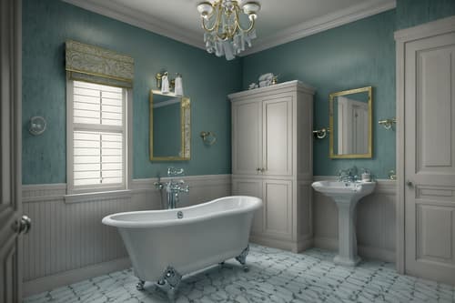 photo from pinterest of traditional-style interior designed (bathroom interior) with bath rail and toilet seat and waste basket and bathroom sink with faucet and bathtub and mirror and bathroom cabinet and bath towel. . . cinematic photo, highly detailed, cinematic lighting, ultra-detailed, ultrarealistic, photorealism, 8k. trending on pinterest. traditional interior design style. masterpiece, cinematic light, ultrarealistic+, photorealistic+, 8k, raw photo, realistic, sharp focus on eyes, (symmetrical eyes), (intact eyes), hyperrealistic, highest quality, best quality, , highly detailed, masterpiece, best quality, extremely detailed 8k wallpaper, masterpiece, best quality, ultra-detailed, best shadow, detailed background, detailed face, detailed eyes, high contrast, best illumination, detailed face, dulux, caustic, dynamic angle, detailed glow. dramatic lighting. highly detailed, insanely detailed hair, symmetrical, intricate details, professionally retouched, 8k high definition. strong bokeh. award winning photo.