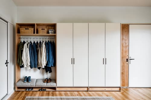 photo from pinterest of airbnb-style interior designed (drop zone interior) with a bench and cubbies and cabinets and wall hooks for coats and storage drawers and shelves for shoes and storage baskets and lockers. . with practicality and functionality and open and natural lighting and neutral walls and textures and natural materials and elements and scandinavian style and simple, clean lines and simplistic furniture and simple color palette and practicality and functionality. . cinematic photo, highly detailed, cinematic lighting, ultra-detailed, ultrarealistic, photorealism, 8k. trending on pinterest. airbnb interior design style. masterpiece, cinematic light, ultrarealistic+, photorealistic+, 8k, raw photo, realistic, sharp focus on eyes, (symmetrical eyes), (intact eyes), hyperrealistic, highest quality, best quality, , highly detailed, masterpiece, best quality, extremely detailed 8k wallpaper, masterpiece, best quality, ultra-detailed, best shadow, detailed background, detailed face, detailed eyes, high contrast, best illumination, detailed face, dulux, caustic, dynamic angle, detailed glow. dramatic lighting. highly detailed, insanely detailed hair, symmetrical, intricate details, professionally retouched, 8k high definition. strong bokeh. award winning photo.