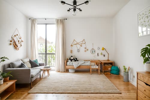 photo from pinterest of airbnb-style interior designed (kids room interior) with headboard and night light and plant and mirror and accent chair and bedside table or night stand and kids desk and dresser closet. . with natural materials and elements and neutral walls and textures and scandinavian style and simple color palette and open and natural lighting and simple, clean lines and simplistic furniture and practicality and functionality and natural materials and elements. . cinematic photo, highly detailed, cinematic lighting, ultra-detailed, ultrarealistic, photorealism, 8k. trending on pinterest. airbnb interior design style. masterpiece, cinematic light, ultrarealistic+, photorealistic+, 8k, raw photo, realistic, sharp focus on eyes, (symmetrical eyes), (intact eyes), hyperrealistic, highest quality, best quality, , highly detailed, masterpiece, best quality, extremely detailed 8k wallpaper, masterpiece, best quality, ultra-detailed, best shadow, detailed background, detailed face, detailed eyes, high contrast, best illumination, detailed face, dulux, caustic, dynamic angle, detailed glow. dramatic lighting. highly detailed, insanely detailed hair, symmetrical, intricate details, professionally retouched, 8k high definition. strong bokeh. award winning photo.