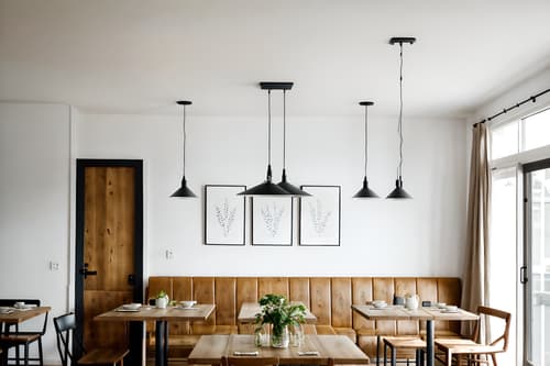 photo from pinterest of airbnb-style interior designed (restaurant interior) with restaurant bar and restaurant dining tables and restaurant chairs and restaurant decor and restaurant bar. . with simple, clean lines and simplistic furniture and simple color palette and practicality and functionality and open and natural lighting and scandinavian style and natural materials and elements and neutral walls and textures and simple, clean lines and simplistic furniture. . cinematic photo, highly detailed, cinematic lighting, ultra-detailed, ultrarealistic, photorealism, 8k. trending on pinterest. airbnb interior design style. masterpiece, cinematic light, ultrarealistic+, photorealistic+, 8k, raw photo, realistic, sharp focus on eyes, (symmetrical eyes), (intact eyes), hyperrealistic, highest quality, best quality, , highly detailed, masterpiece, best quality, extremely detailed 8k wallpaper, masterpiece, best quality, ultra-detailed, best shadow, detailed background, detailed face, detailed eyes, high contrast, best illumination, detailed face, dulux, caustic, dynamic angle, detailed glow. dramatic lighting. highly detailed, insanely detailed hair, symmetrical, intricate details, professionally retouched, 8k high definition. strong bokeh. award winning photo.